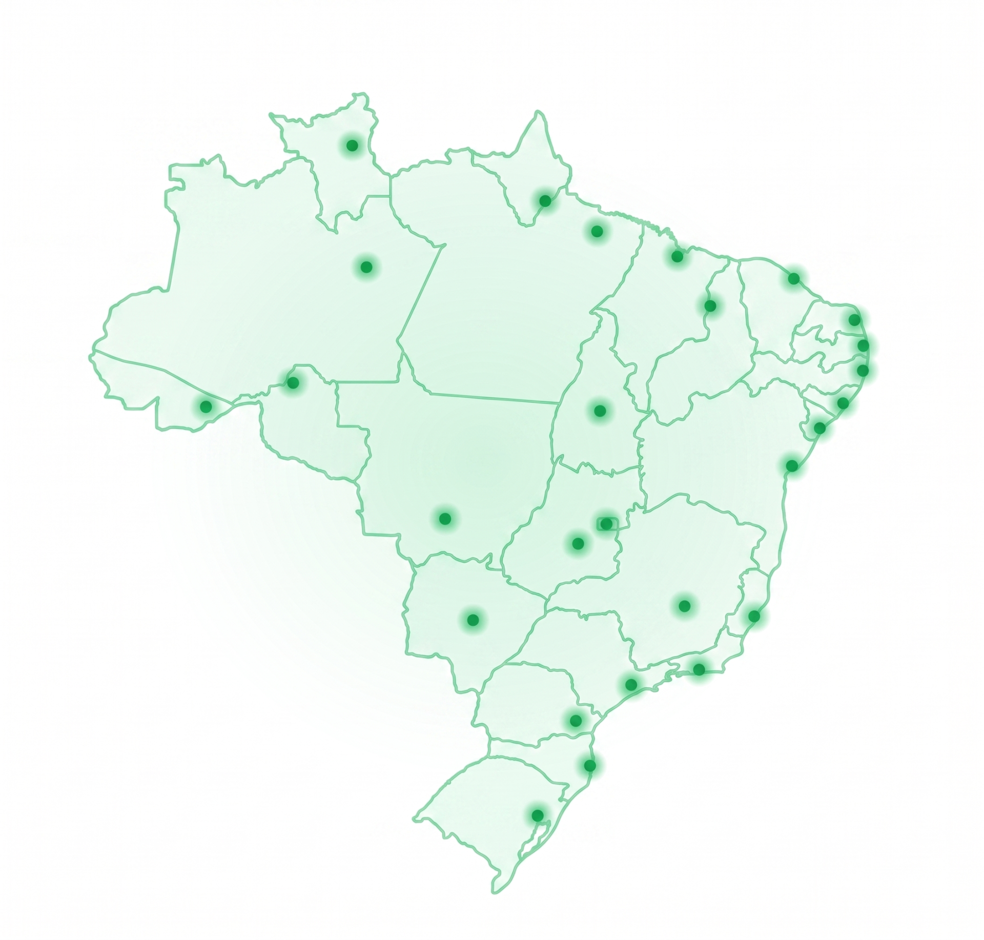 Mapa do Brasil com cobertura em todos os estados
